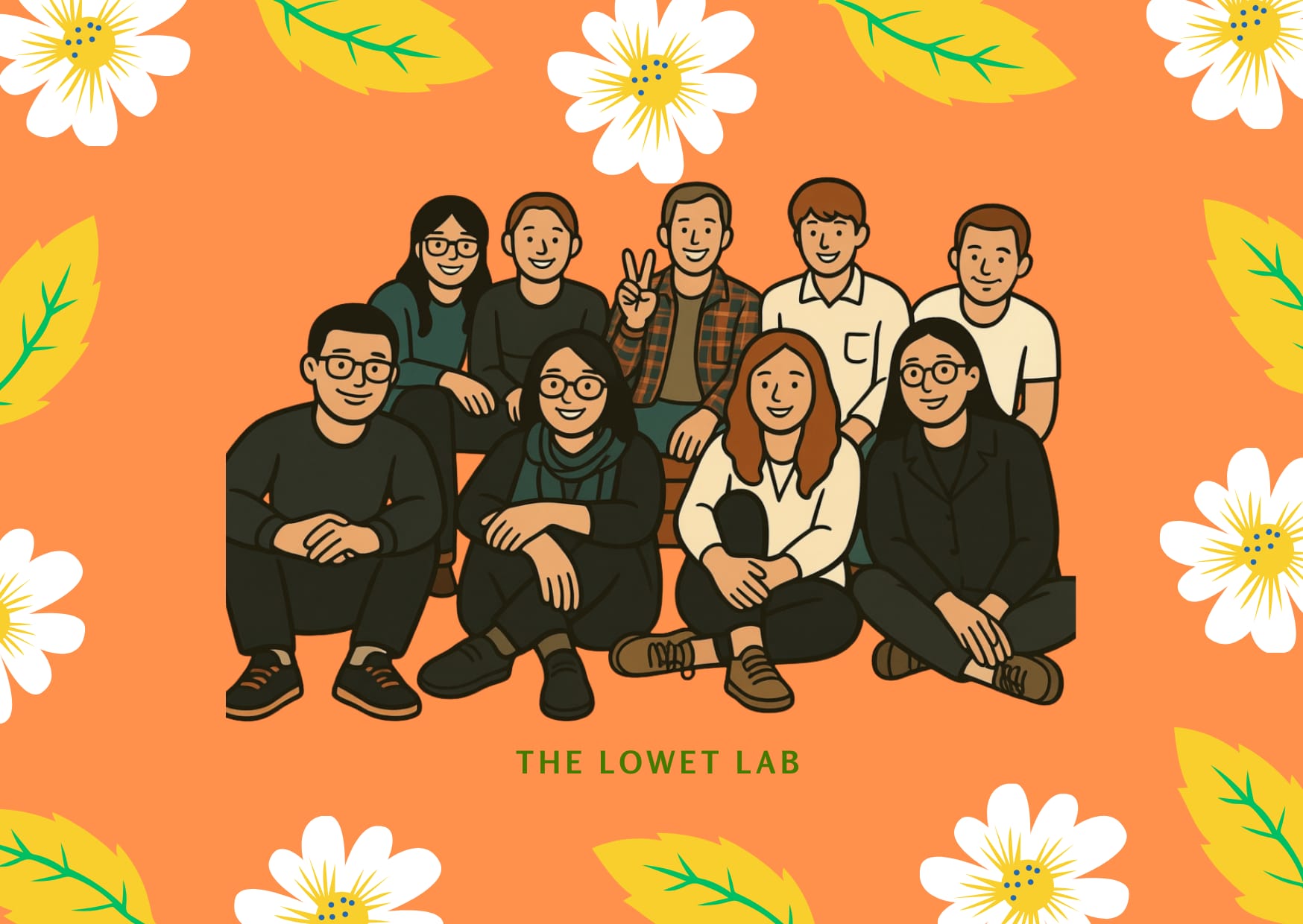 Illustrated portrait of the Lowet Lab